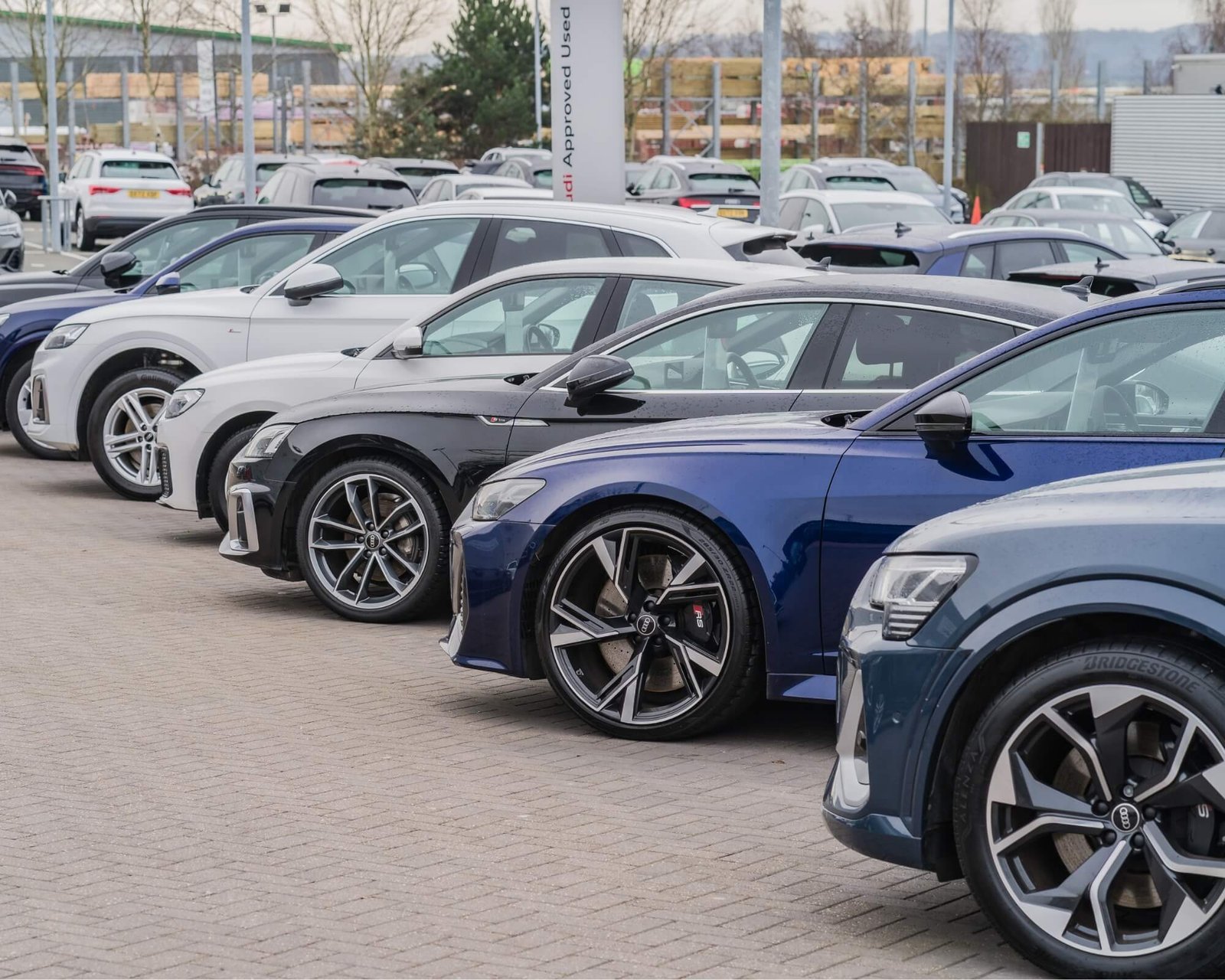 Car Lined Up At Dealership